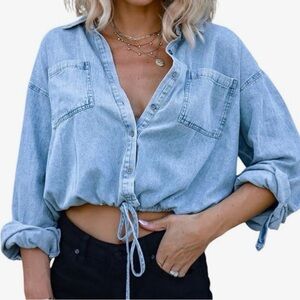 Casual Denim Button-Up Top